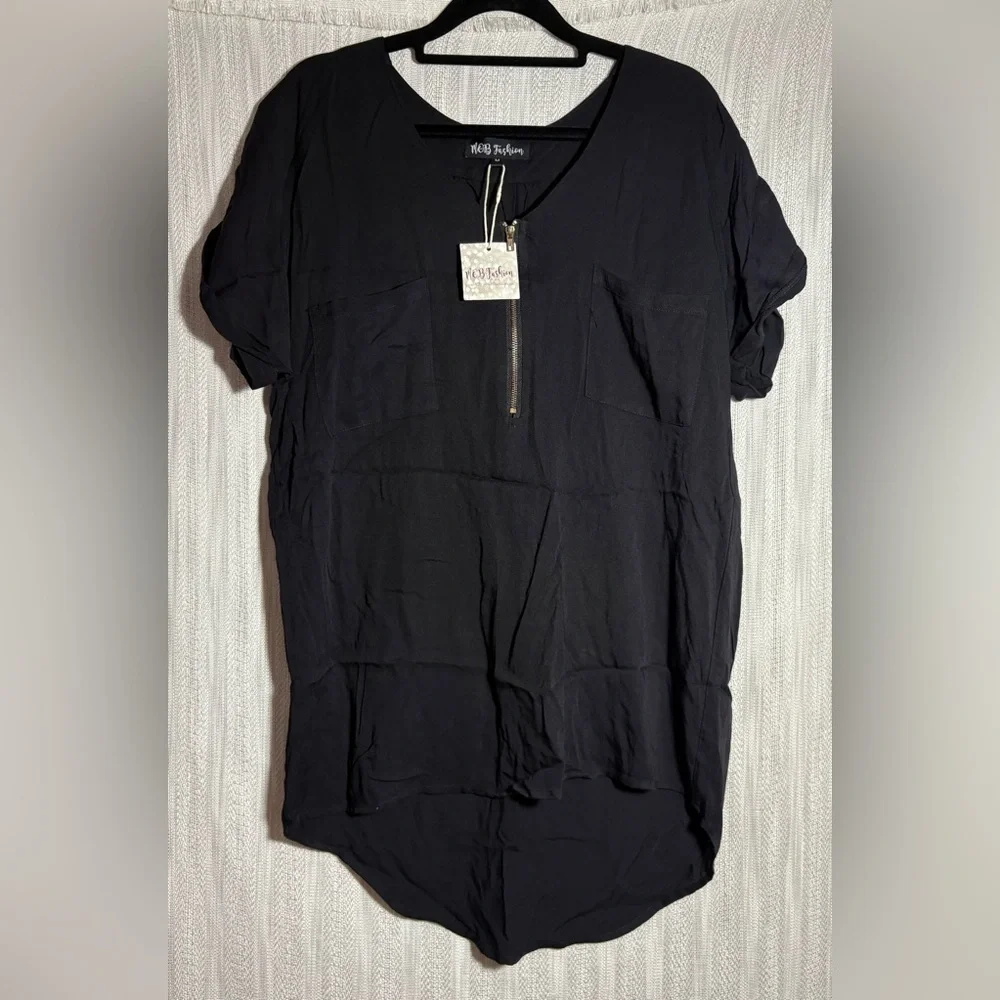 Black Zippered Women's Top